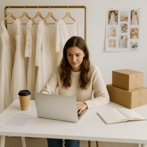 Fournisseur de robes de mariée sur mesure en France – modèles élégants et personnalisables pour boutiques.